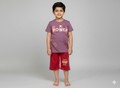 Mauve Violet Boys Cotton T-Shirt and 3/4 Shorts Set