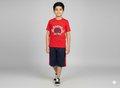 Red Boys Cotton T-Shirt and 3/4 Shorts Set