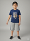 Royal Blue Boys Cotton T-Shirt and 3/4 Shorts Set