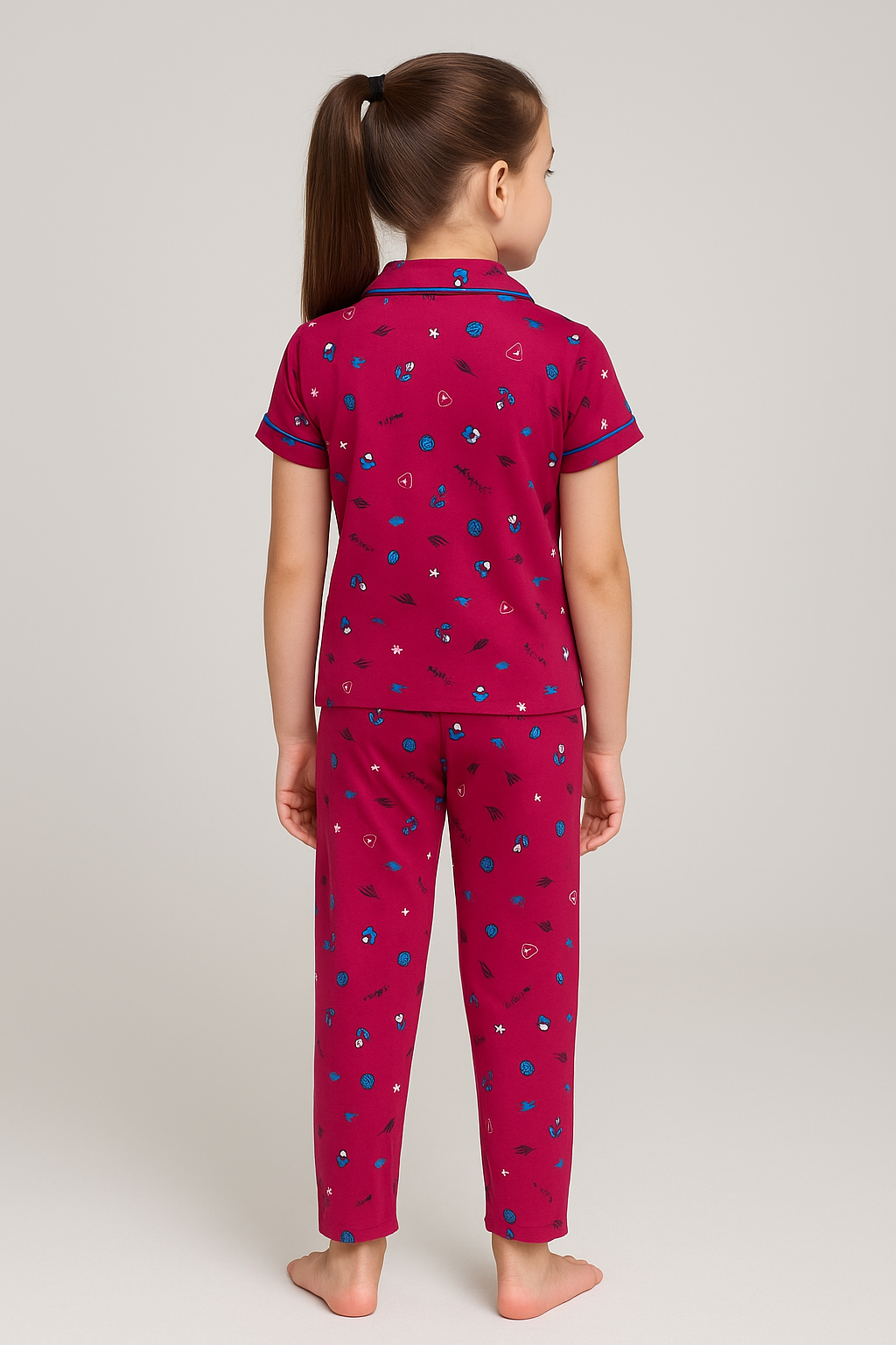 Pink Kids Printed Nightsuit Set for Girls Cozy Everyday Sleepwear