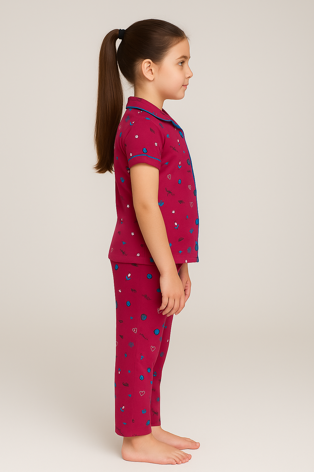 Pink Kids Printed Nightsuit Set for Girls Cozy Everyday Sleepwear
